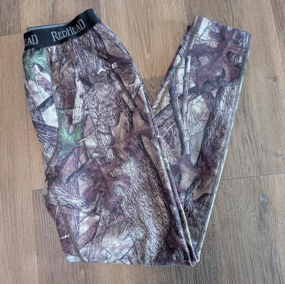 RedHead Woodland Hunting Camo Fleece Spandex Under Layer Pants Size Medium - Picture 1 of 5